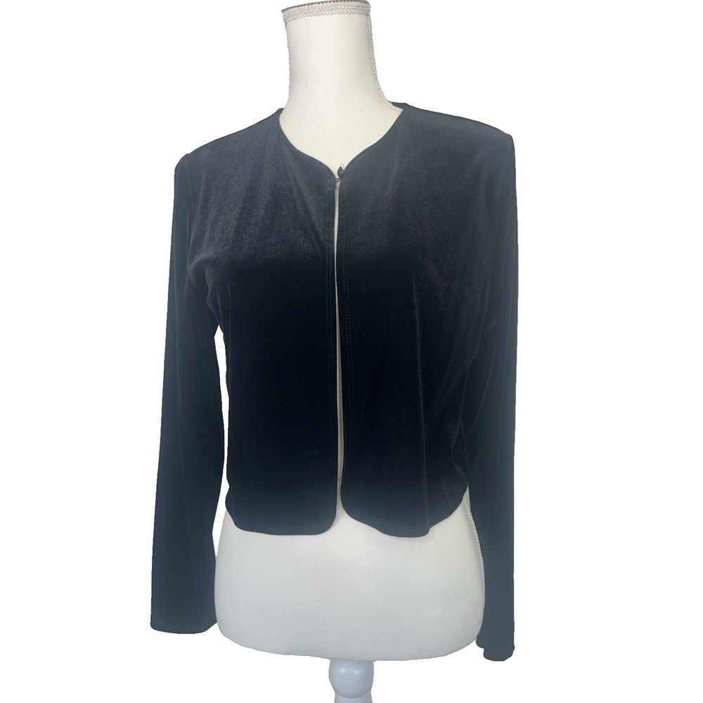 Vintage My Michelle Jacket‎ Sz M Black Velvet Cropped Shrug Whimsigoth Witchy